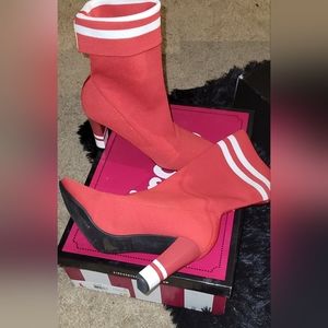 Red and White Edelman Sweater booties